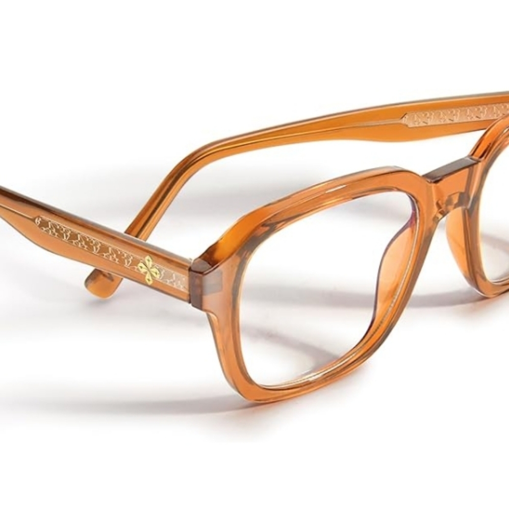 Oversized Square Blue Light Blocking Glasses Computer Brown Frame Eyewear - Picture 3 of 9